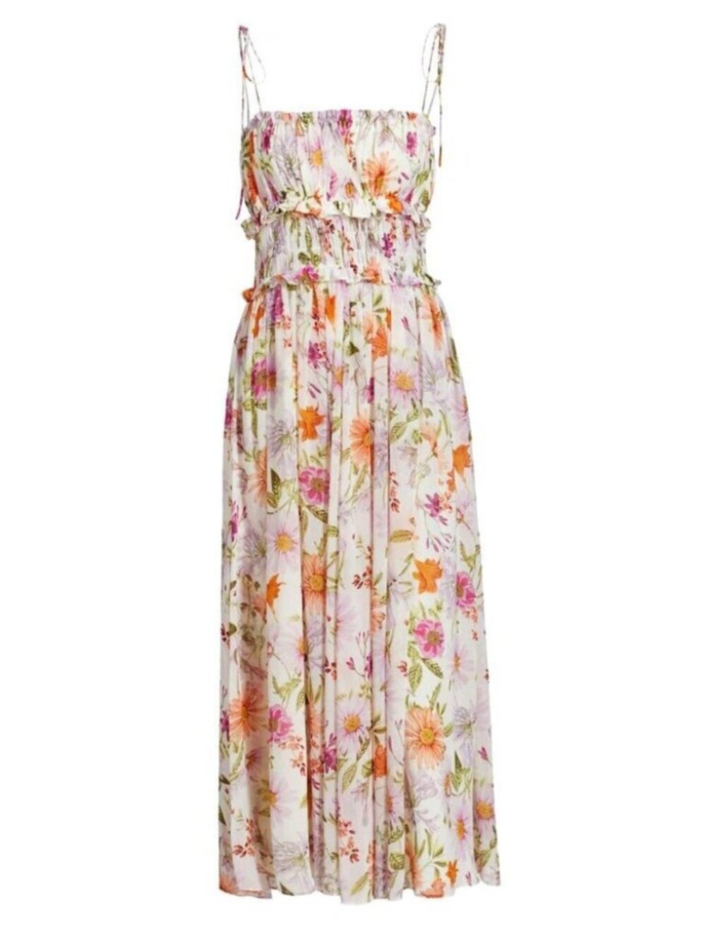 New En Saison Constantia Floral Chiffon Tie Strap Maxi Dress L $158